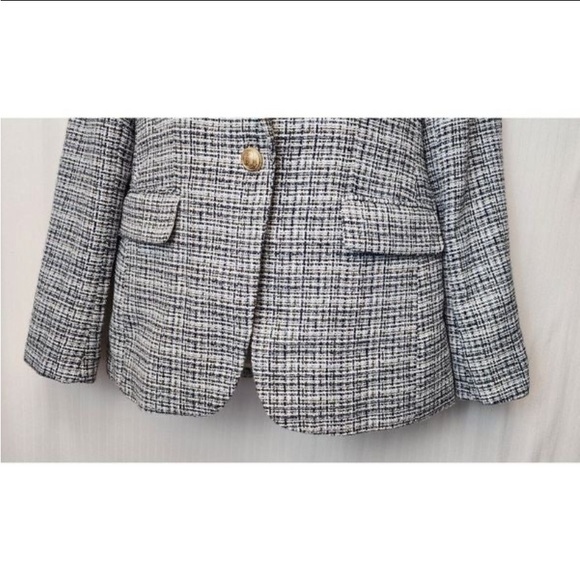 Boucle Single Breasted Plaid Blazer Jacket - Picture 11 of 11